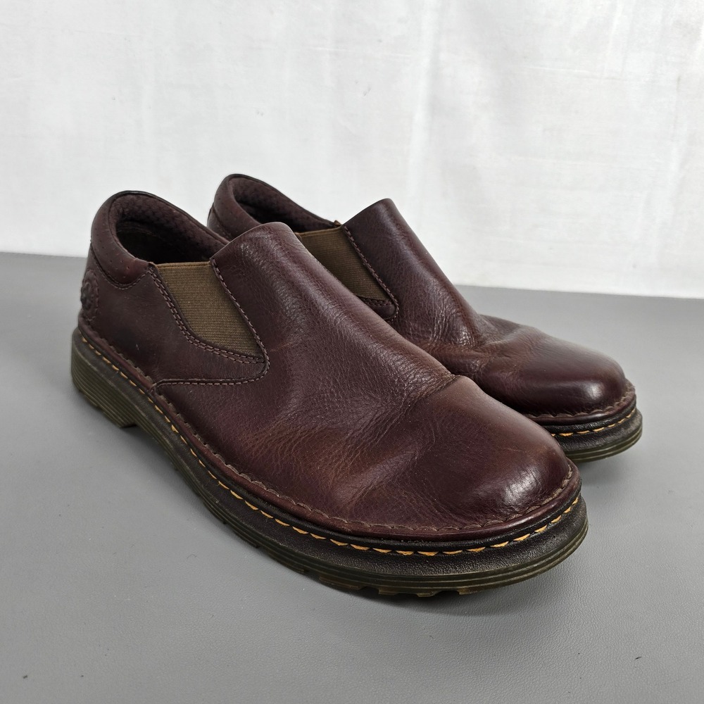 Dr. Martens Mens Brown Leather Slip On Loafers AirWair Air Cushion Sole Shoes 11